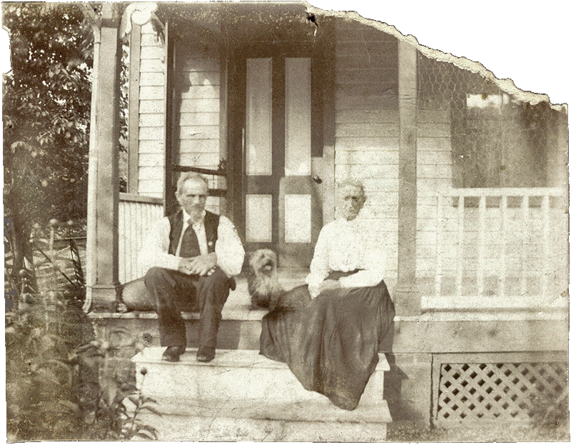 Abraham and Phebe Ann (Milburn) Morgan and their dog Dandy.